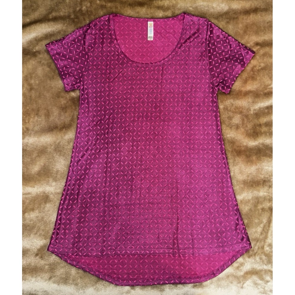 Lularoe Top Size XS Pullover Short Sleeve Round Neck Pink Floral Hi-low